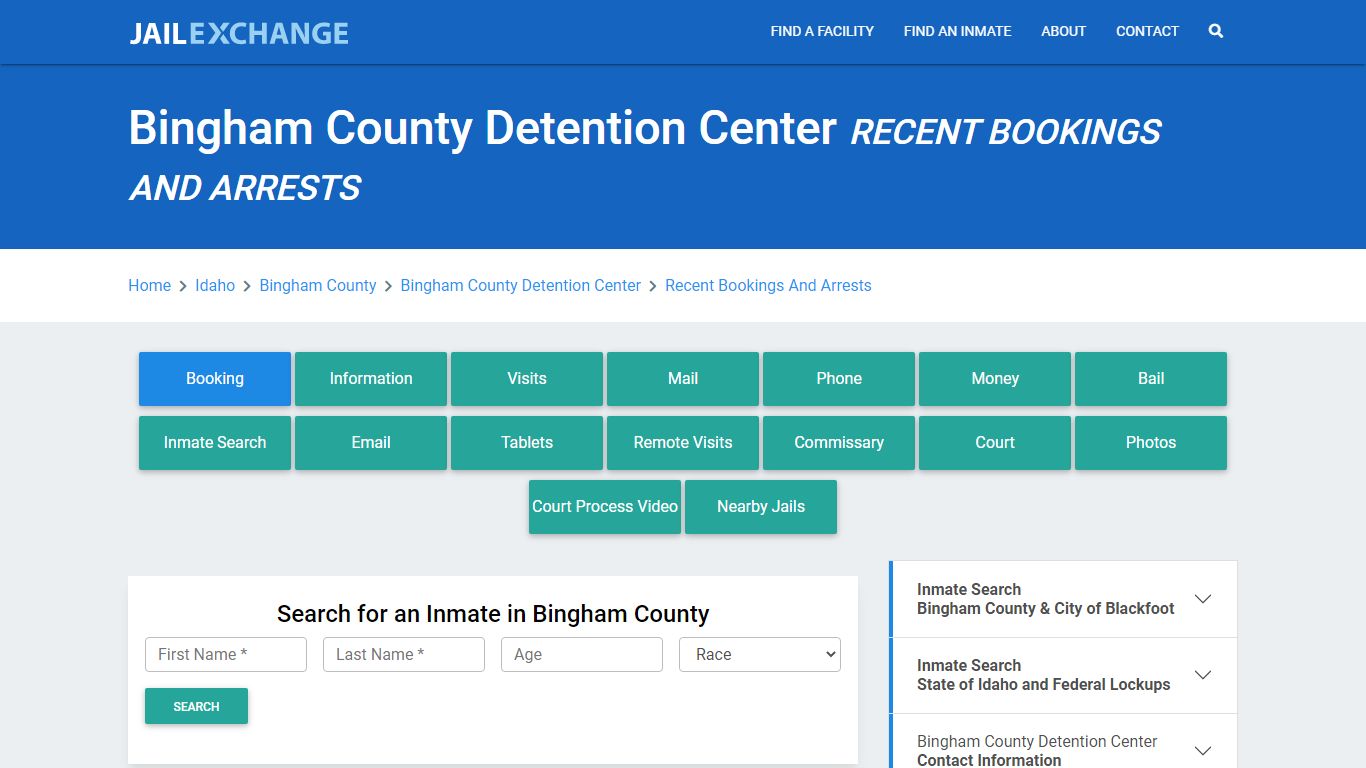 Bingham County Detention Center Recent Bookings And Arrests - Jail Exchange