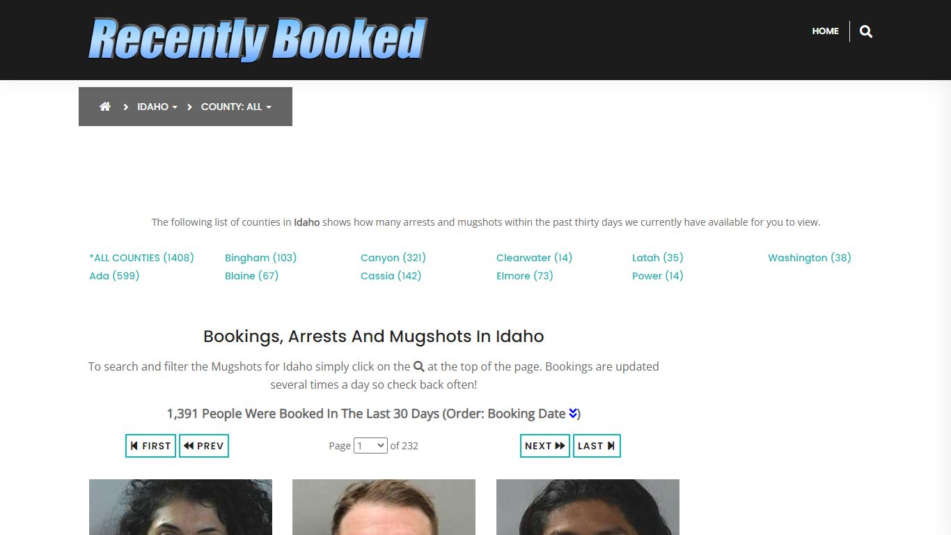 Bookings, Arrests and Mugshots in Idaho - Recently Booked